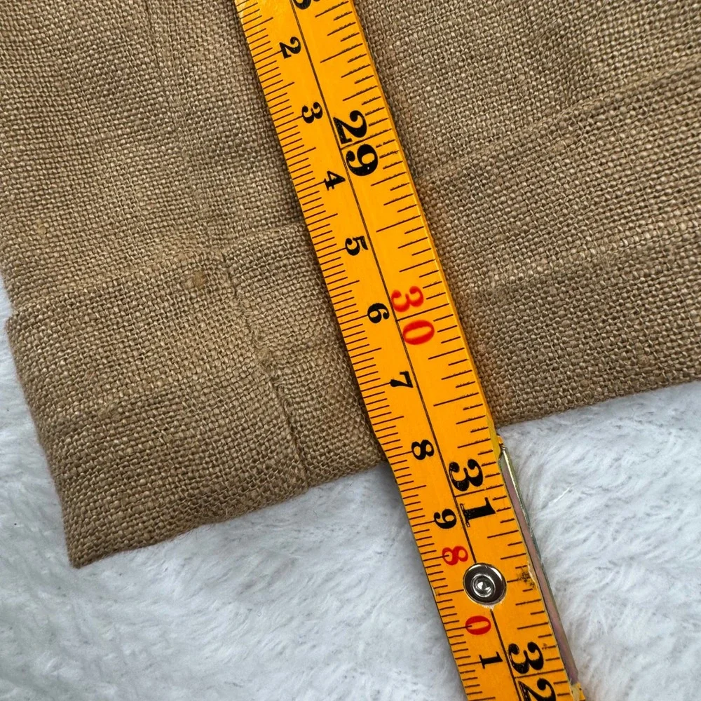 Vintage Polo Ralph Lauren Linen Trousers Mens 38x32 Tan Brown Pleated Cuff Pants